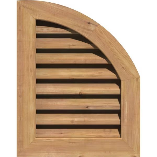 Quarter Round Top Right Western Red Cedar Gable Vent w/1